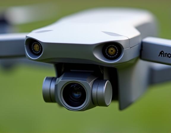 高精細カメラを搭載した農業用ドローンのクローズアップ