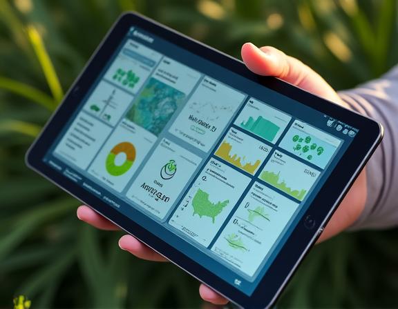 農地の環境データを表示するタブレットの画面